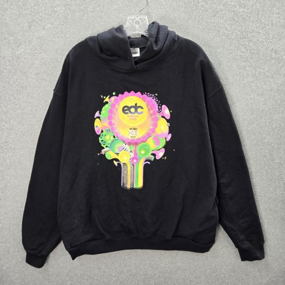 EDC Mexico 2023 Insomniac Men Sweatshirt Large Black Hoodie‎ Fleece Pullover